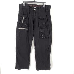 Pete & Greta by Johnny Was Cargo Pants Y2K NEW 8 Black Cotton Blend Lightweight